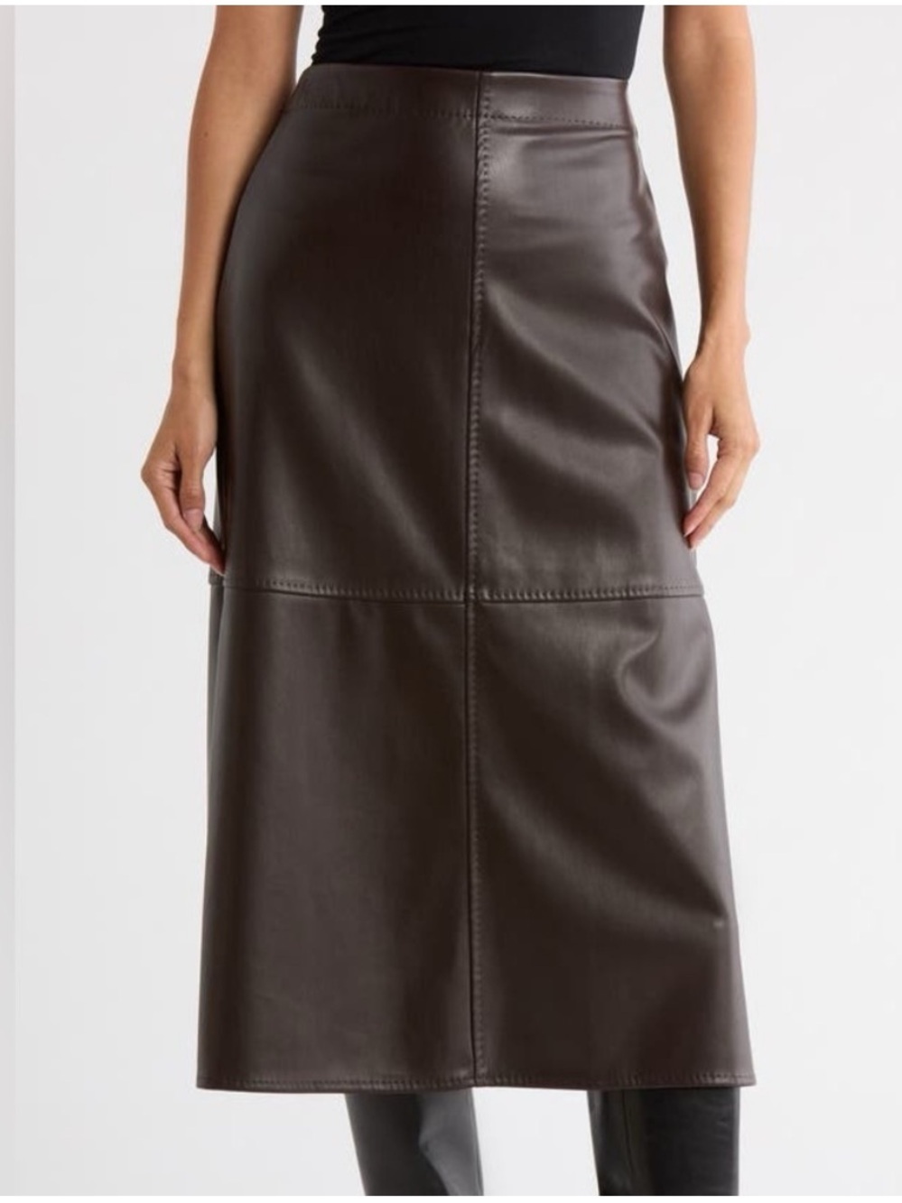 Max Studio Brown Faux Leather Maxi Skirt Women’s Size XS